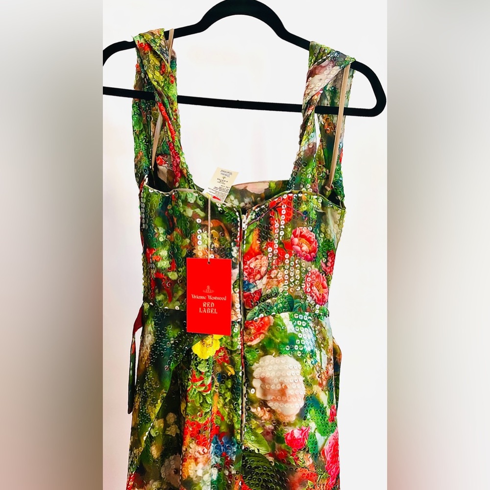 Vivienne Westwood SS14 floral chiffon printed sequined Corset Dress NWT IT 40 - Picture 15 of 17
